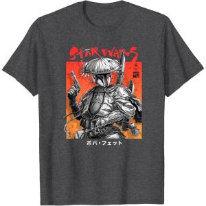 imageStar Wars Visions Boba Fett Samurai Poster TShirtDark Heather Grey