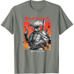 imageStar Wars Visions Boba Fett Samurai Poster TShirtOlive Heather