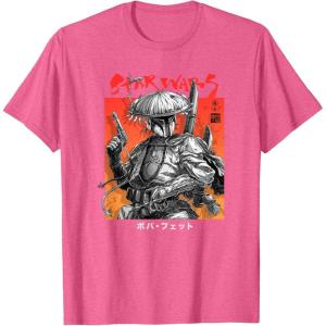 imageStar Wars Visions Boba Fett Samurai Poster TShirtPink Heather
