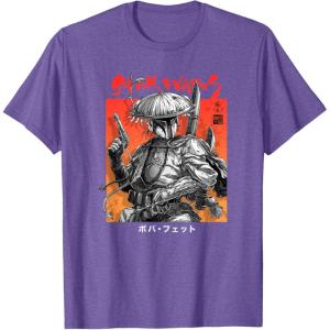 imageStar Wars Visions Boba Fett Samurai Poster TShirtPurple Heather
