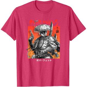 imageStar Wars Visions Boba Fett Samurai Poster TShirtRed Heather