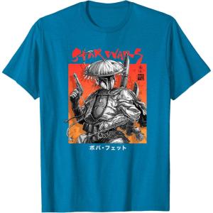 imageStar Wars Visions Boba Fett Samurai Poster TShirtSapphire Blue