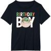 imageStar Wars The Mandalorian Grogu Birthday Orange ampamp Green V1 TShirtBlack
