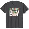 imageStar Wars The Mandalorian Grogu Birthday Orange ampamp Green V1 TShirtDark Heather Grey