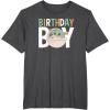 imageStar Wars The Mandalorian Grogu Birthday Orange ampamp Green V1 TShirtDark Heather Grey