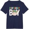 imageStar Wars The Mandalorian Grogu Birthday Orange ampamp Green V1 TShirtNavy Blue
