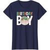 imageStar Wars The Mandalorian Grogu Birthday Orange ampamp Green V1 TShirtNavy Blue