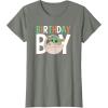 imageStar Wars The Mandalorian Grogu Birthday Orange ampamp Green V1 TShirtOlive Heather