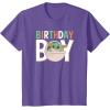 imageStar Wars The Mandalorian Grogu Birthday Orange ampamp Green V1 TShirtPurple Heather