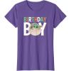 imageStar Wars The Mandalorian Grogu Birthday Orange ampamp Green V1 TShirtPurple Heather