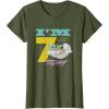 imageStar Wars The Mandalorian The Child Kids 7th Birthday TShirtOlive Green