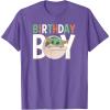 imageStar Wars The Mandalorian Grogu Birthday Orange ampamp Green V1 TShirtPurple Heather