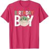 imageStar Wars The Mandalorian Grogu Birthday Orange ampamp Green V1 TShirtRed Heather