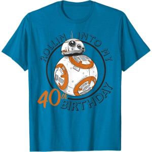 imageStar Wars BB8 Rollin Into My 40th Birthday TShirtSapphire Blue