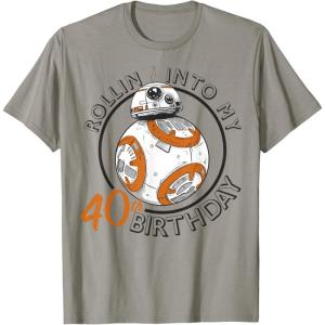 imageStar Wars BB8 Rollin Into My 40th Birthday TShirtSlate Grey
