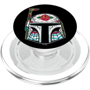 imageStar Wars Boba Fett Sugar Skull Design Helmet PopSockets MagSafe PopGrip for iPhoneMagSafe