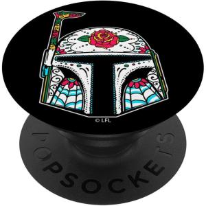 imageStar Wars Boba Fett Sugar Skull Design Helmet PopSockets MagSafe PopGrip for iPhoneStandard