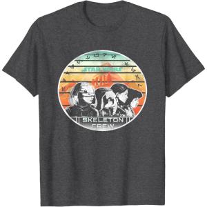 imageStar Wars Skeleton Crew Vintage Sunset Profiles TShirtDark Heather Grey