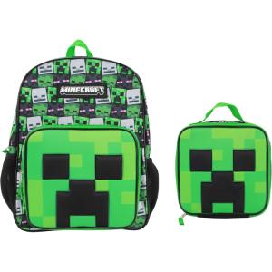 imageStar Wars The Dark Side 2Piece 16quot Premium Backpack ampamp Lunch Kit Set For School And TravelMinecraft Creepers Green