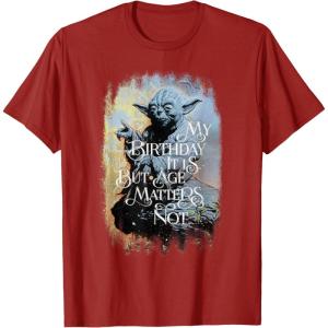 imageStar Wars Yoda My Birthday It Is But Age Matters Not TShirtCranberry Red