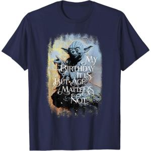 imageStar Wars Yoda My Birthday It Is But Age Matters Not TShirtNavy Blue