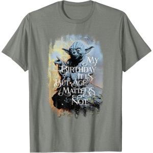 imageStar Wars Yoda My Birthday It Is But Age Matters Not TShirtOlive Heather