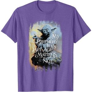 imageStar Wars Yoda My Birthday It Is But Age Matters Not TShirtPurple Heather