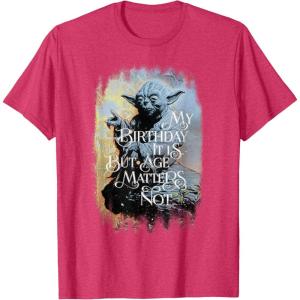 imageStar Wars Yoda My Birthday It Is But Age Matters Not TShirtRed Heather
