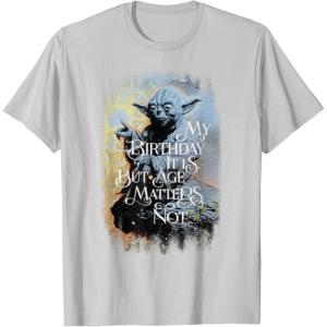 imageStar Wars Yoda My Birthday It Is But Age Matters Not TShirtSilver Grey
