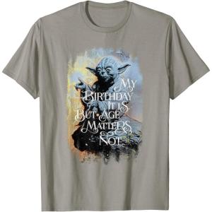 imageStar Wars Yoda My Birthday It Is But Age Matters Not TShirtSlate Grey
