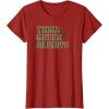 imageStar Wars Earth Day Yoda Groovy Font Think Green Always TShirtCranberry Red