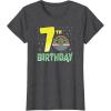 imageStar Wars The Mandalorian Holiday Grogu 7th Birthday TShirtDark Heather Grey
