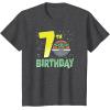 imageStar Wars The Mandalorian Holiday Grogu 7th Birthday TShirtDark Heather Grey