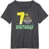 imageStar Wars The Mandalorian Holiday Grogu 7th Birthday TShirtDark Heather Grey