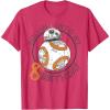 imageStar Wars BB8 Rollin Into My 8th Birthday Portrait TShirtRed Heather