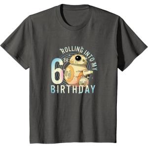 imageKids Star Wars Classic BB8 ampamp DO Rolling Into My 6th Birthday TShirtAsphalt Grey