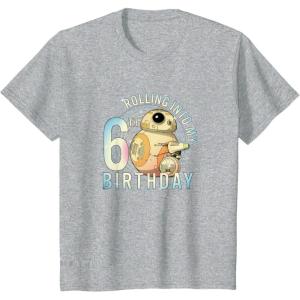 imageKids Star Wars Classic BB8 ampamp DO Rolling Into My 6th Birthday TShirtHeather Grey