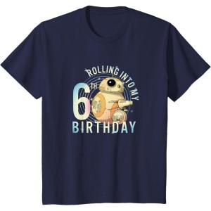 imageKids Star Wars Classic BB8 ampamp DO Rolling Into My 6th Birthday TShirtNavy Blue