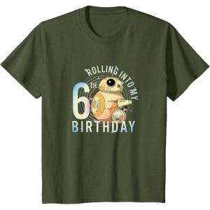 imageKids Star Wars Classic BB8 ampamp DO Rolling Into My 6th Birthday TShirtOlive Green