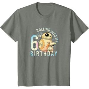imageKids Star Wars Classic BB8 ampamp DO Rolling Into My 6th Birthday TShirtOlive Heather