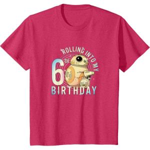 imageKids Star Wars Classic BB8 ampamp DO Rolling Into My 6th Birthday TShirtRed Heather