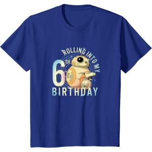 imageKids Star Wars Classic BB8 ampamp DO Rolling Into My 6th Birthday TShirtRoyal Blue