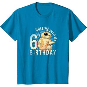 imageKids Star Wars Classic BB8 ampamp DO Rolling Into My 6th Birthday TShirtSapphire Blue