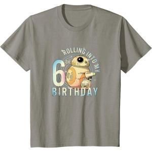 imageKids Star Wars Classic BB8 ampamp DO Rolling Into My 6th Birthday TShirtSlate Grey