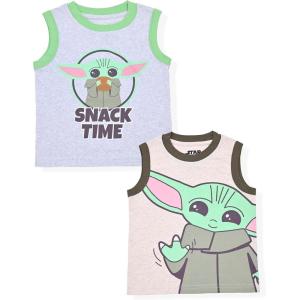 imageSTAR WARS Grogu Boys 2 Pack Tank Tops for Infants Toddlers and Big Kids  BeigeGreyLight Grey