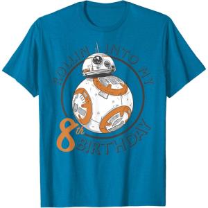 imageStar Wars BB8 Rollin Into My 8th Birthday Portrait TShirtSapphire Blue