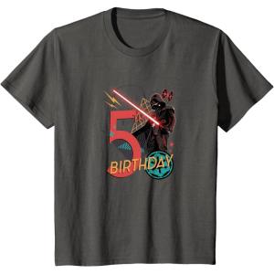imageStar Wars Classic Retro Darth Vader Galactic 5th Birthday TShirtAsphalt Grey