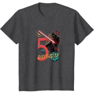 imageStar Wars Classic Retro Darth Vader Galactic 5th Birthday TShirtDark Heather Grey