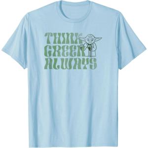 imageStar Wars Earth Day Yoda Groovy Font Think Green Always TShirtBaby Blue