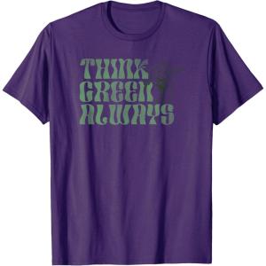 imageStar Wars Earth Day Yoda Groovy Font Think Green Always TShirtPurple